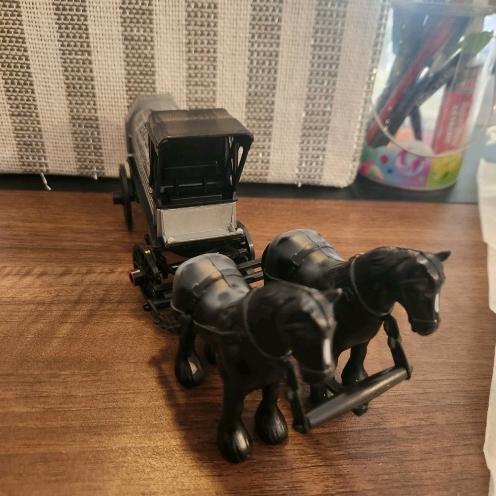 Classic Black Horse-Drawn Carriage Toy